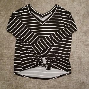 Striped tie front top
